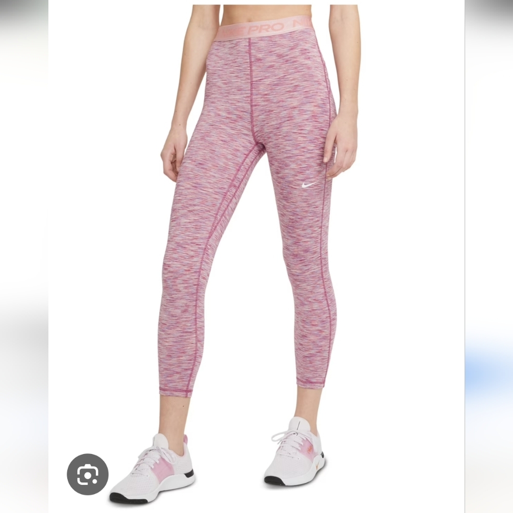 Nike Pro Womens Fitted Space Dyed Cropped Tights Pink Glaze Sz XL
